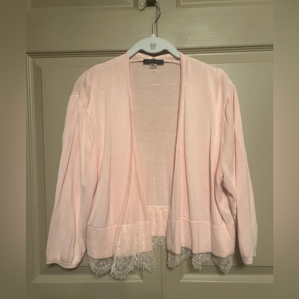 Tommy Hilfiger Light Pink Sweater with Lace Trim